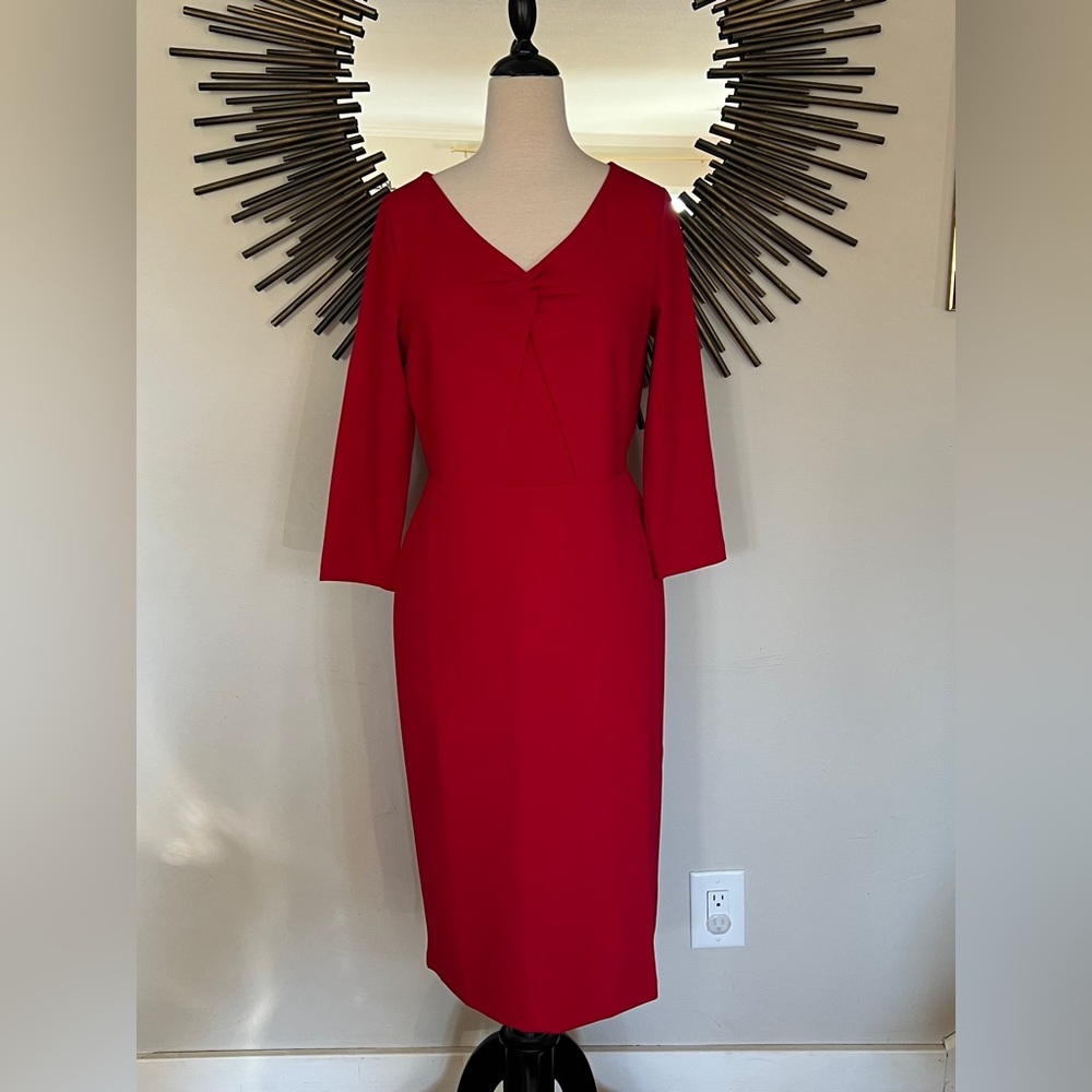 Talbots Vibrant Red Long Sleeve Dress